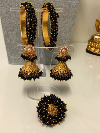 RANG-DE Pearl Necklace Set (Necklace Earrings) - Black - Necklace Set