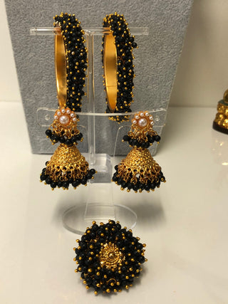 RANG-DE Pearl Necklace Set (Necklace Earrings) - Black - Necklace Set