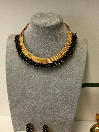 RANG-DE Pearl Necklace Set (Necklace Earrings) - Black - Necklace Set
