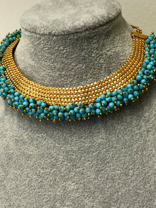 RANG-DE Pearl Necklace Set (Necklace Earrings) - Turquoise - Necklace Set