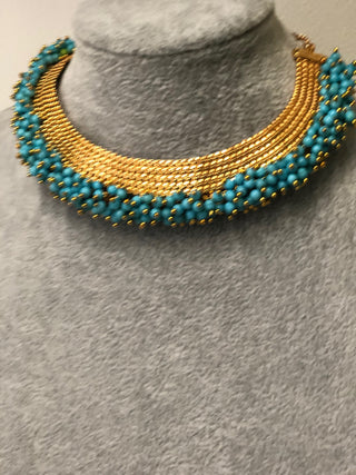RANG-DE Pearl Necklace Set (Necklace Earrings) - Turquoise - Necklace Set