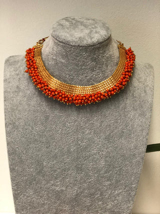 RANG-DE Pearl Necklace Set (Necklace Earrings) - Dark Orange - Necklace Set