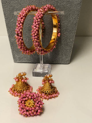 RANG-DE Pearl Necklace Set (Necklace Earrings) - Baby Pink - Necklace Set