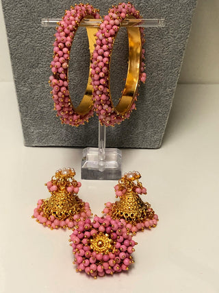 RANG-DE Pearl Necklace Set (Necklace Earrings) - Baby Pink - Necklace Set