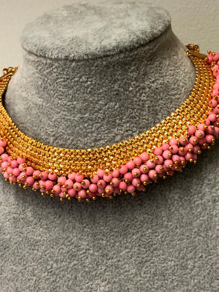 RANG-DE Pearl Necklace Set (Necklace Earrings) - Baby Pink - Necklace Set