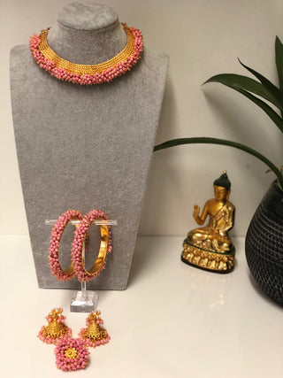 RANG-DE Pearl Necklace Set (Necklace Earrings) - Baby Pink - Necklace Set