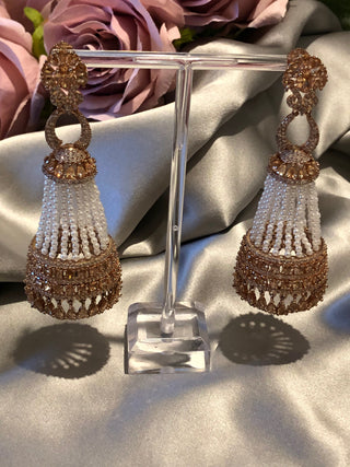 American Diamond Style Earrings - Rose Gold