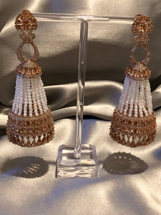 American Diamond Style Earrings - Rose Gold