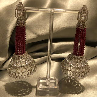 American Diamond Style Statement Earrings - Silver/Rose (Limited Edition)