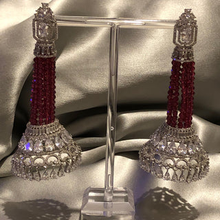 American Diamond Style Statement Earrings - Silver/Rose (Limited Edition)