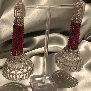 American Diamond Style Statement Earrings - Silver/Rose (Limited Edition)