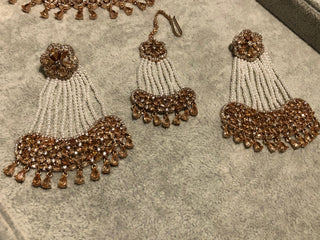 American Diamond Style Necklace Set - Rose Gold - Necklace Set