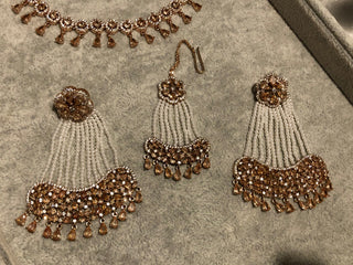 American Diamond Style Necklace Set - Rose Gold - Necklace Set