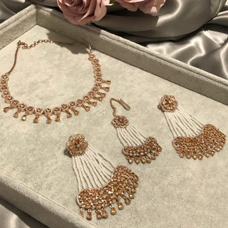 American Diamond Style Necklace Set - Rose Gold - Necklace Set