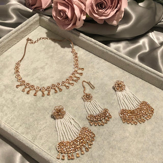 American Diamond Style Necklace Set - Rose Gold - Necklace Set