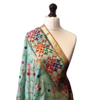 The Mint Meadow Phulkari Dupatta - Punjabi Phulkari Dupatta