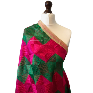 The Emerald Fusion Phulkari Dupatta - Punjabi Phulkari Dupatta