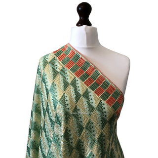The Pistachio Phulkari Dupatta - Punjabi Phulkari Dupatta