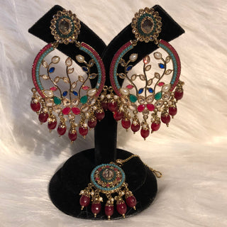 ALIA Designer Earring & Tikka Set - Multi