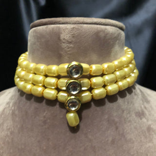 Golden Kundan Necklace Set - Necklace Set