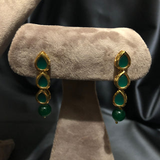 ROYAL Kundan Necklace Set - Emerald Green (with Meenakari) - Necklace Set