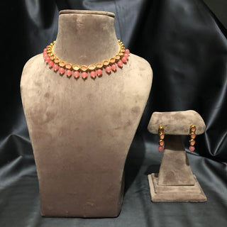 ROYAL Kundan Necklace Set - Pink (with Meenakari) - Necklace Set