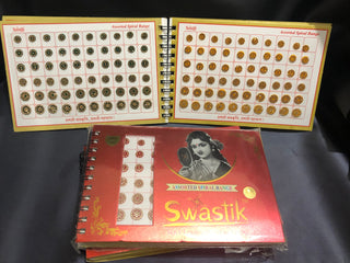 Swastik Golden Swarovski Style FANCY Bindi Book (960 Bindis) - with MIRROR - Bindi Book