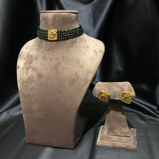 SIMPLE Choker Necklace Set - Emerald Green - Necklace Set