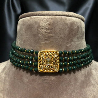 SIMPLE Choker Necklace Set - Emerald Green - Necklace Set