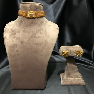 SIMPLE Choker Necklace Set - Peach - Necklace Set