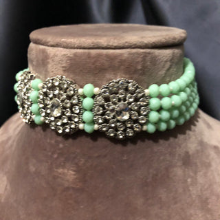 SIMRAN Mint/Silver Choker Necklace Set - Necklace Set