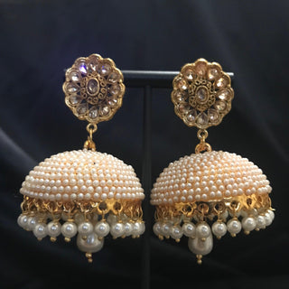 Pearly Gold Earrings (Jhumkis)