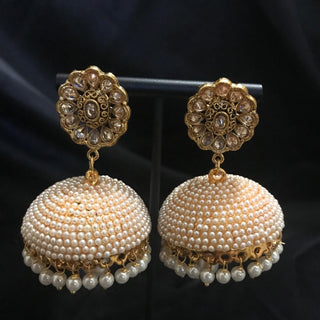 Pearly Gold Earrings (Jhumkis)