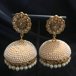 Pearly Gold Earrings (Jhumkis)