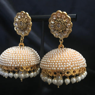 Pearly Gold Earrings (Jhumkis)