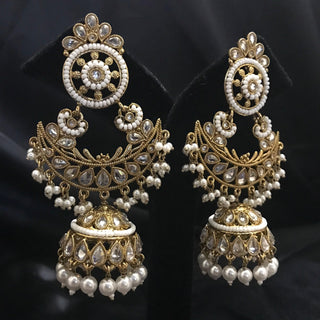 Antique Gold Earrings (Jhumkis) - Golden