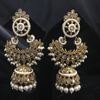 Antique Gold Earrings (Jhumkis) - Golden