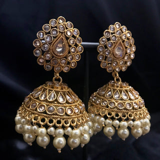 Antique Gold Earrings (Jhumkis) - Golden