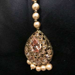 Antique Gold Earrings & Tikka - Golden