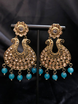 Antique Gold Earrings - Turquoise