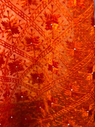 The Citrine Fire Phulkari Dupatta - Punjabi Phulkari Dupatta