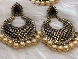 MISHCA Meenakari Earrings - Blueish Grey