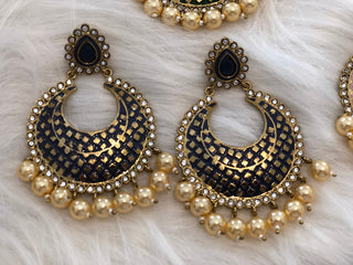 MISHCA Meenakari Earrings - Blueish Grey