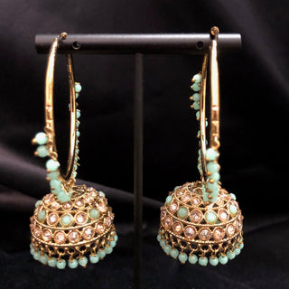 ADITI Antique Gold Jhumki - Mint