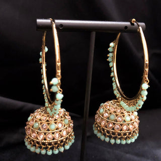 ADITI Antique Gold Jhumki - Mint