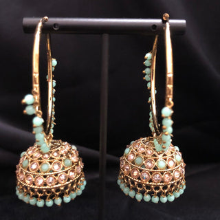 ADITI Antique Gold Jhumki - Mint