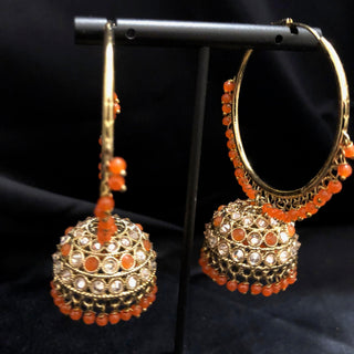 ADITI Antique Gold Jhumki - Orange