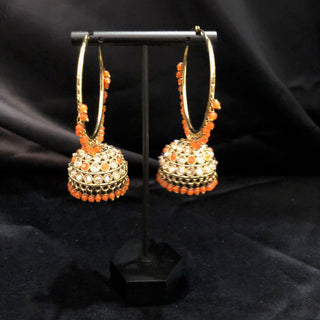 ADITI Antique Gold Jhumki - Orange