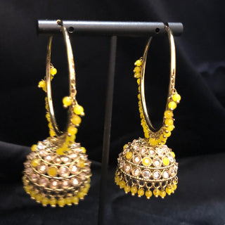 ADITI Antique Gold Jhumki - Yellow