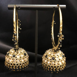 ADITI Antique Gold Jhumki - Black